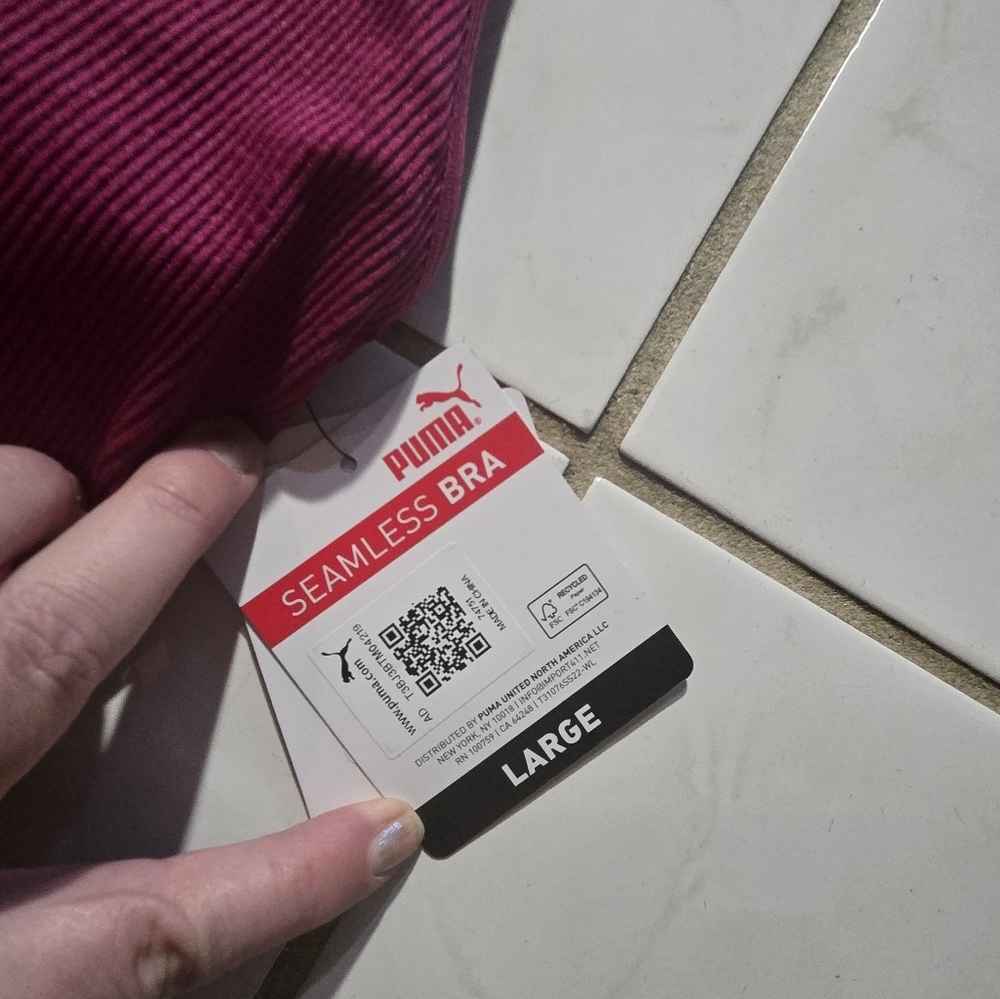 Puma Sports Bra NWT Strappy Racerback Seamless Gym Athletic Dry Cell Padded Run - Picture 4 of 8